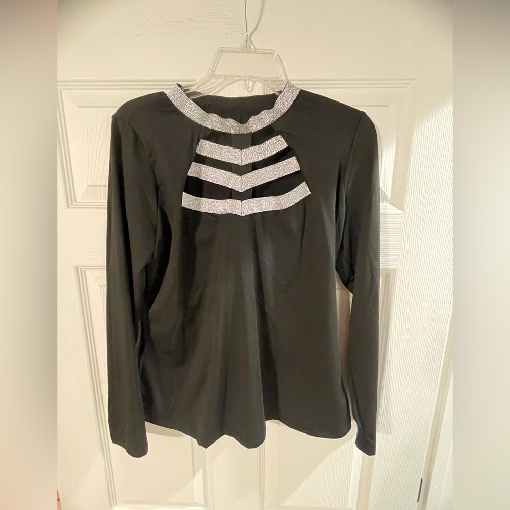 Elegant Black and Silver Women's Top